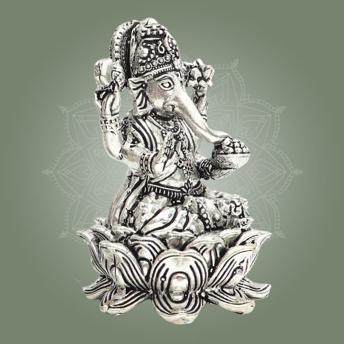 Silver Plated Lord Ganesha Brass Idol - Luxeartisanship