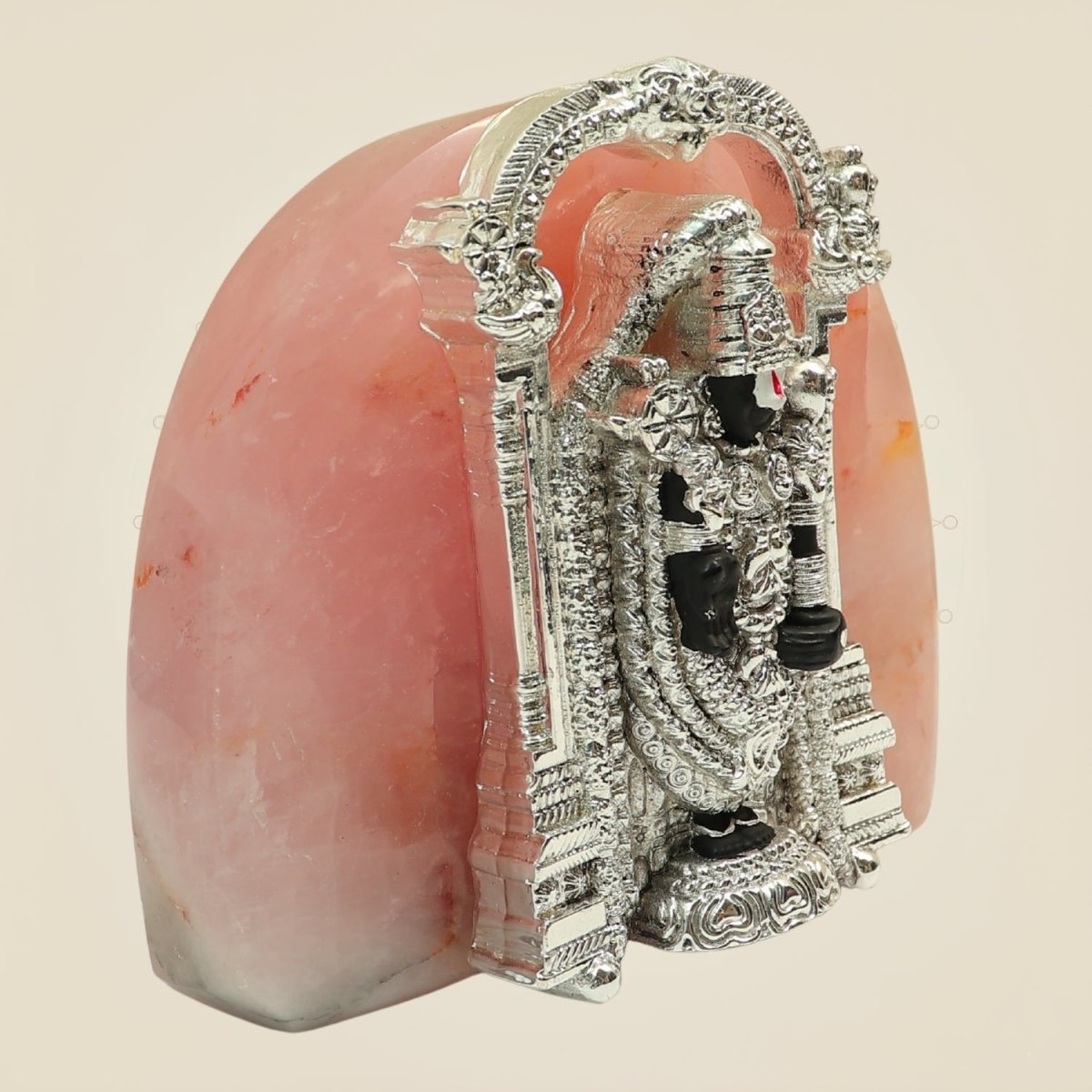 Silver Plated Tirupati Balaji Idol on Stone Base – Lord Venkateswara Murti for Decor & Gifting - Luxeartisanship