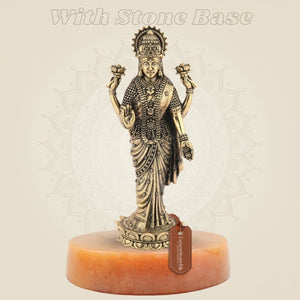 Standing Laxmi Ji Idol– 6.75" Handcrafted Pure Brass Murti - Luxeartisanship