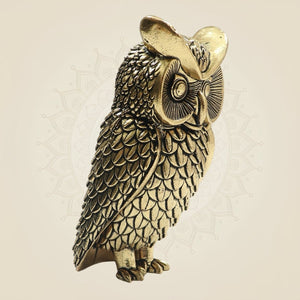 Superfine Brass Owl 4" – Elegant Emblem of Wisdom and Fortune - Luxeartisanship