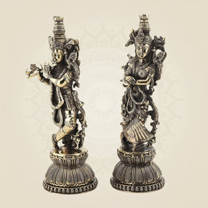 Brass Radha Krishna Idol Pair - Luxeartisanship