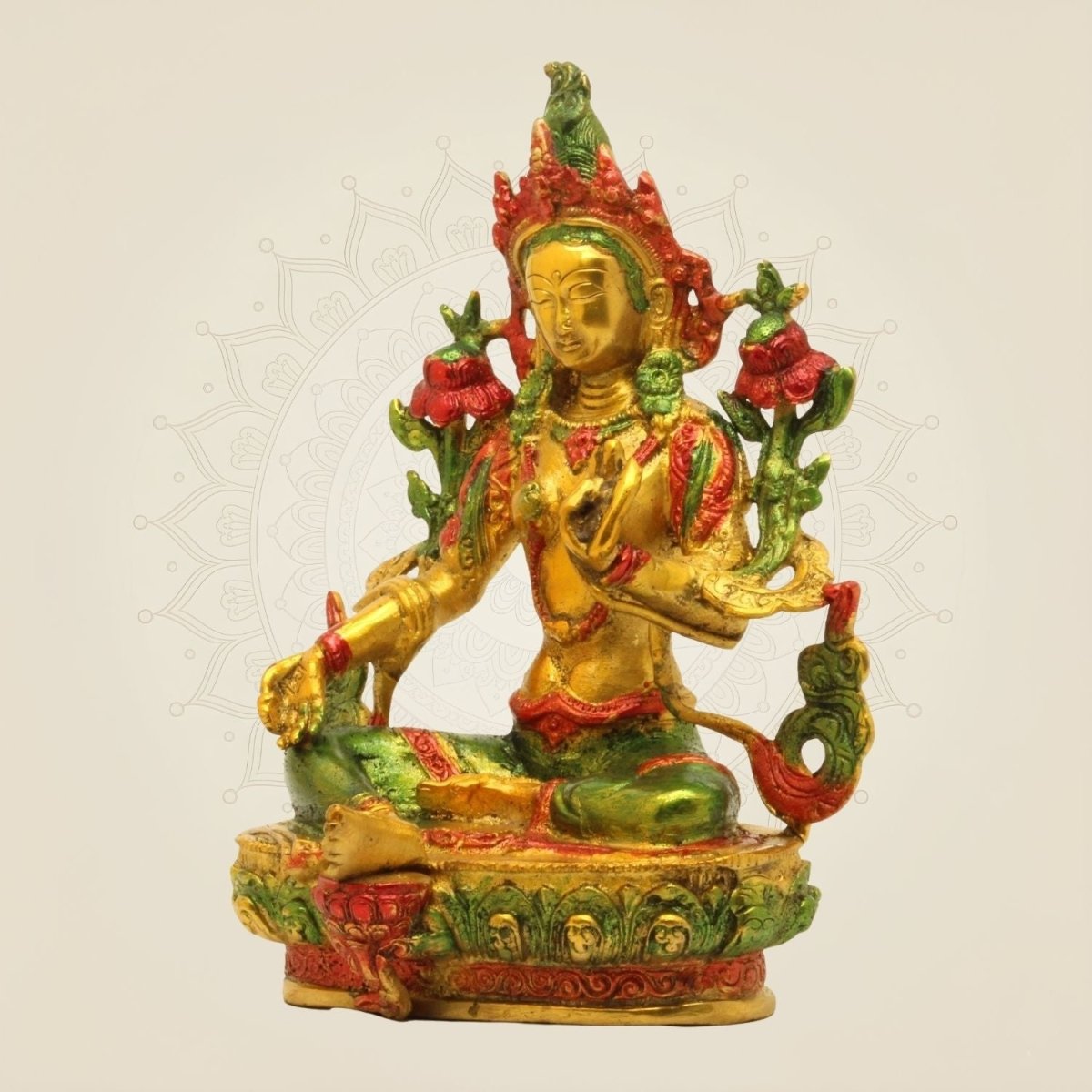 Tibetan Green Tara Brass Murti