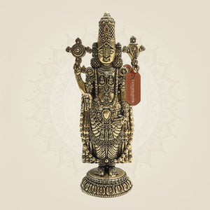 Tirupati Balaji Brass Murti 6.5"– Sacred Presence of Lord Venkateswara - Luxeartisanship