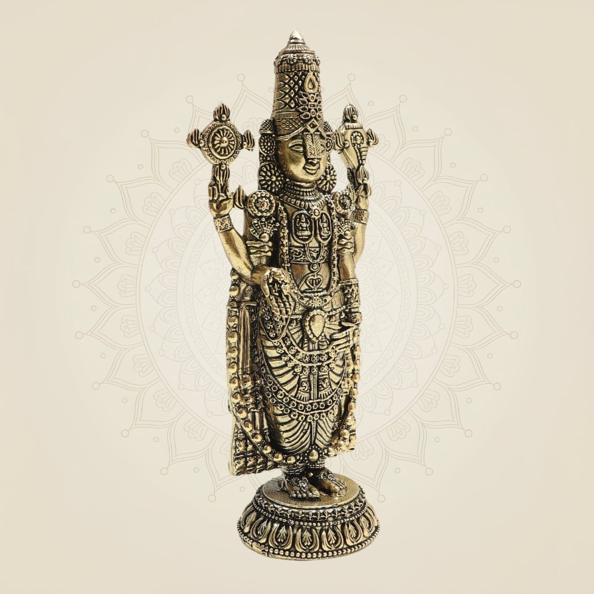 Tirupati Balaji Brass Murti 6.5"– Sacred Presence of Lord Venkateswara - Luxeartisanship