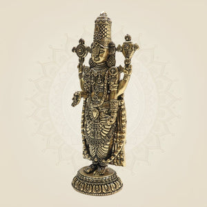 Tirupati Balaji Brass Murti 6.5"– Sacred Presence of Lord Venkateswara - Luxeartisanship