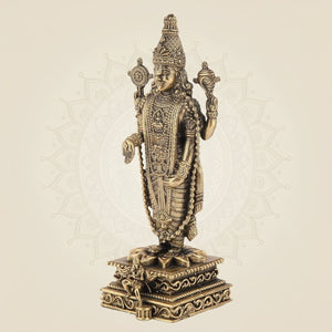 Tirupati Balaji Idol 7.75" – Superfine Pure Brass Murti for Goodness and Wealth - Luxeartisanship