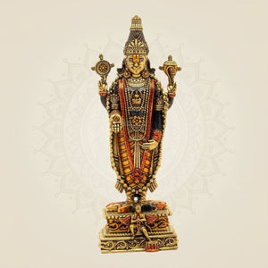 Tirupati Balaji Idol 7.75" – Superfine Pure Brass Murti for Goodness and Wealth - Luxeartisanship