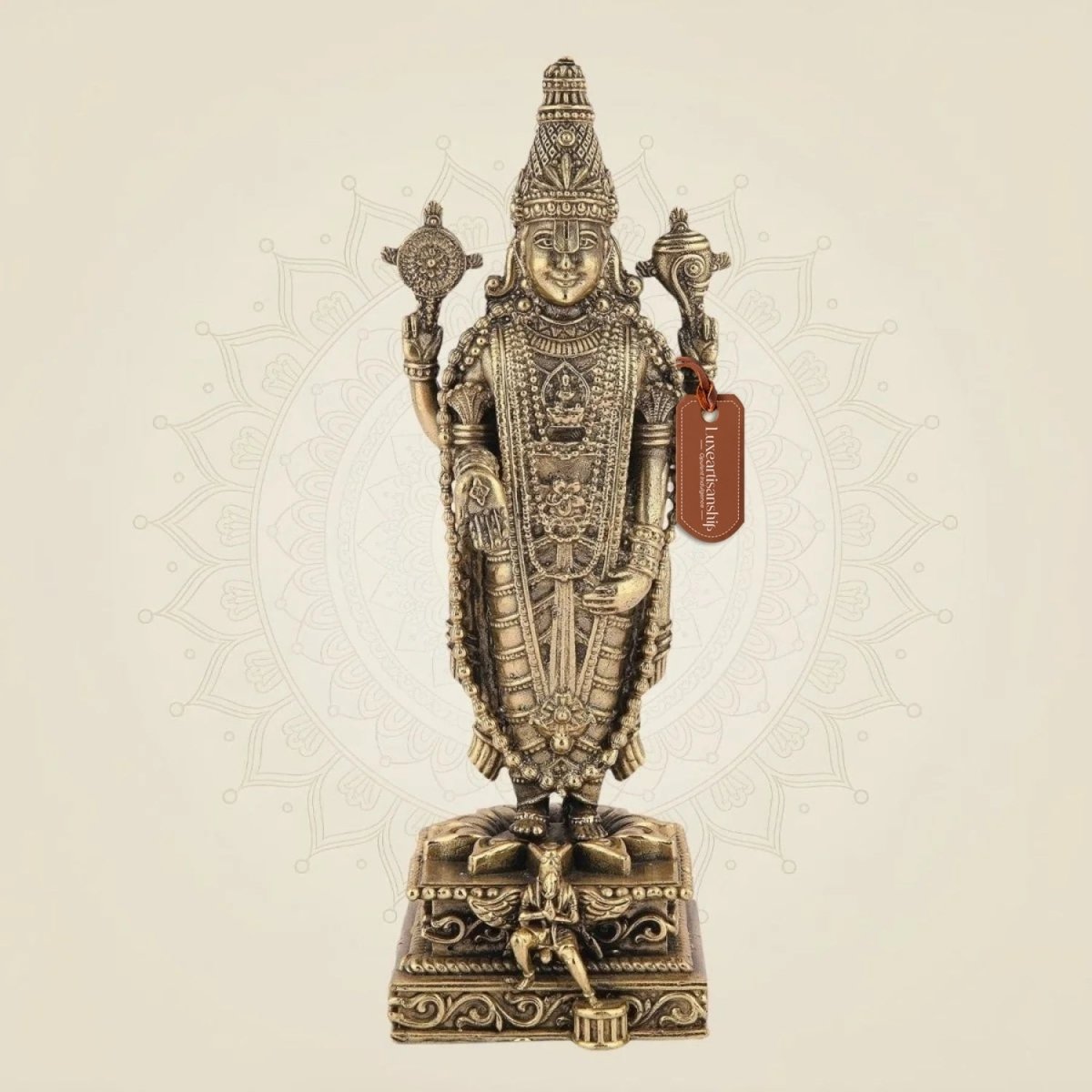 Tirupati Balaji Idol 7.75" – Superfine Pure Brass Murti for Goodness and Wealth - Luxeartisanship