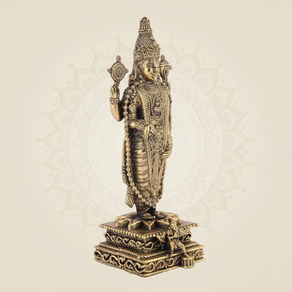 Tirupati Balaji Idol 7.75" – Superfine Pure Brass Murti for Goodness and Wealth - Luxeartisanship