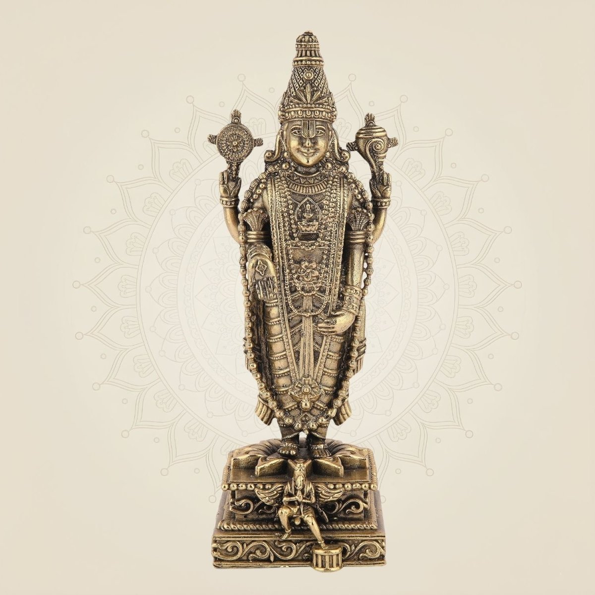 Tirupati Balaji Idol 7.75" – Superfine Pure Brass Murti for Goodness and Wealth - Luxeartisanship