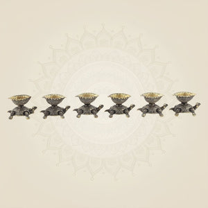 Tortoise Brass Diya Set