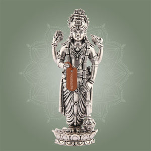 Vishnu Silver Finish Pure Brass Idol - Superfine Lightweight 5.75" Vastu Approved for Home - Luxeartisanship