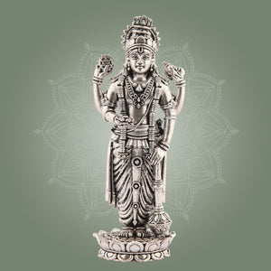 Vishnu Silver Finish Pure Brass Idol - Superfine Lightweight 5.75" Vastu Approved for Home - Luxeartisanship