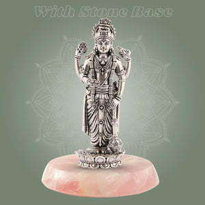 Vishnu Silver Finish Pure Brass Idol - Superfine Lightweight 5.75" Vastu Approved for Home - Luxeartisanship