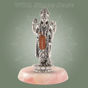 Vishnu Silver Finish Pure Brass Idol - Superfine Lightweight 5.75" Vastu Approved for Home - Luxeartisanship