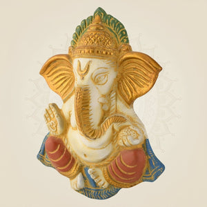 Wall Hanging Ganesha Idol 10β³ β Pure Brass Statue with Mud Finish Handcrafted - Luxeartisanship