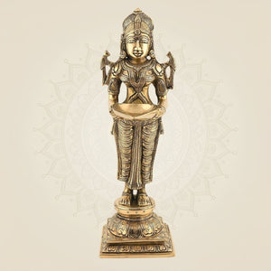 Welcome Lady Brass Diya 12"