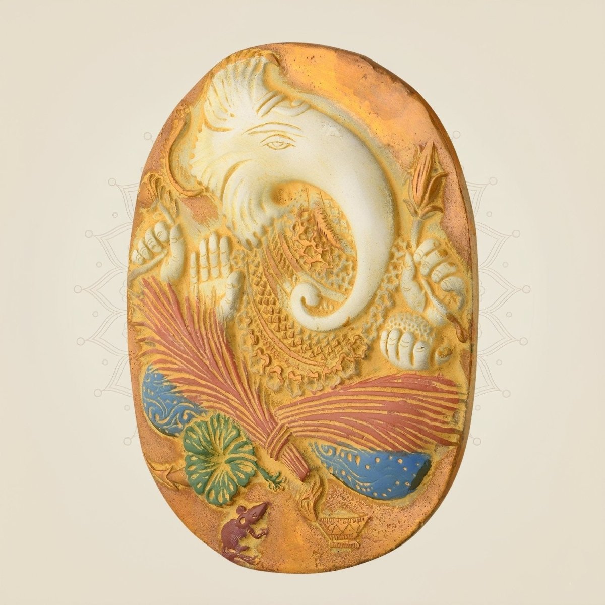 White Finish Brass Ganesha Wall Hanging 9" – Decorative Showpiece - Luxeartisanship