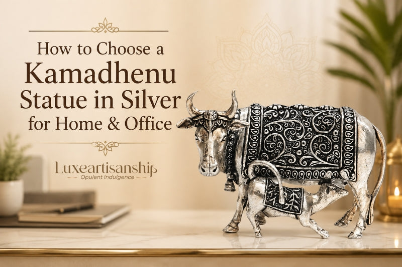 Kamadhenu Statue in Silver