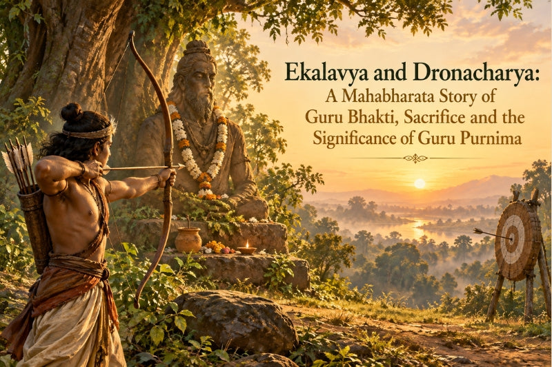 Ekalavya offering his thumb to Guru Dronacharya.