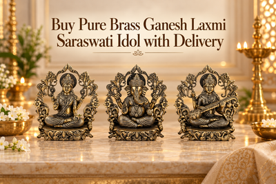 Buy Pure Brass Ganesh Laxmi Saraswati Idol with Delivery