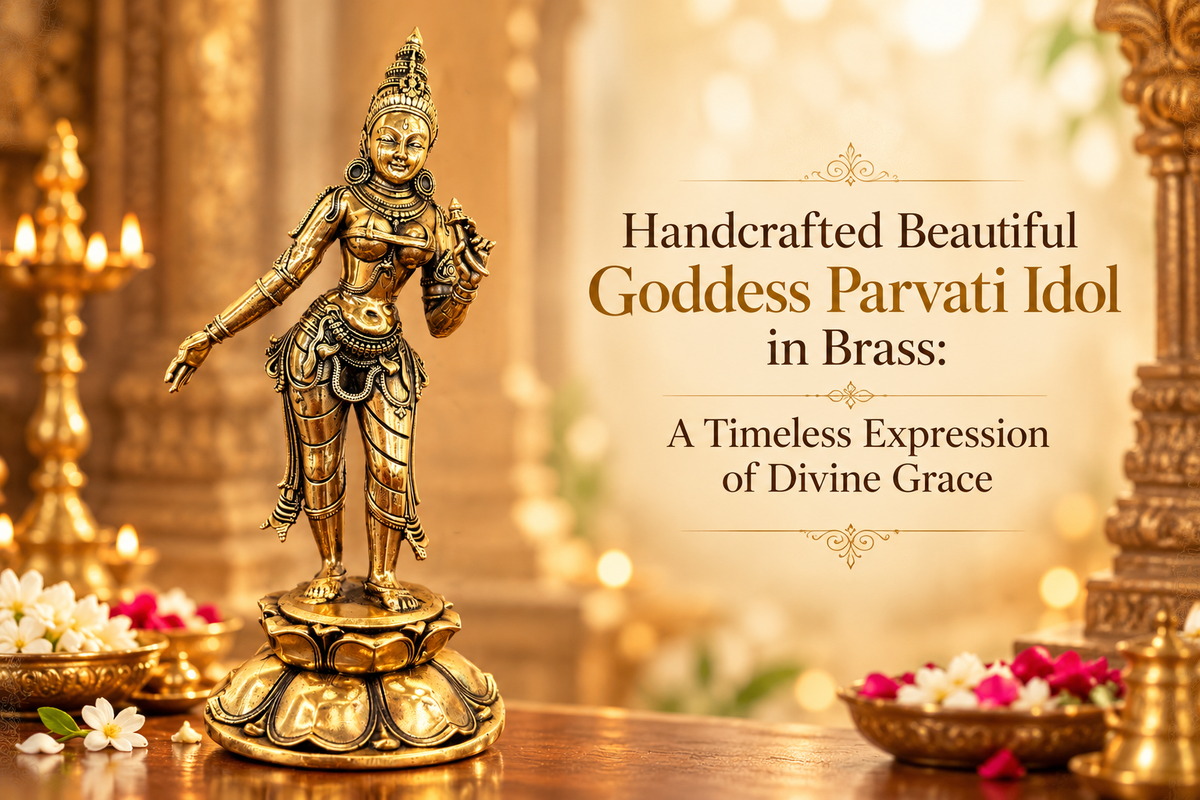 Handcrafted brass Goddess Parvati idol