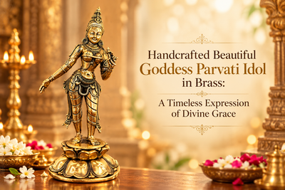 Handcrafted Beautiful Goddess Parvati Idol in Brass: A Timeless Expression of Divine Grace