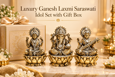 Luxury Ganesh Laxmi Saraswati Idol Set with Gift Box
