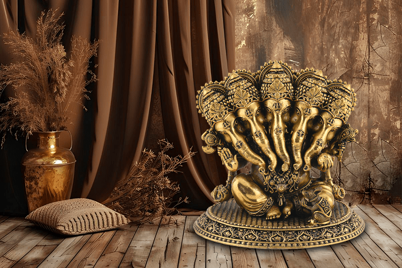 Brass Panchmukhi Ganesh Idol