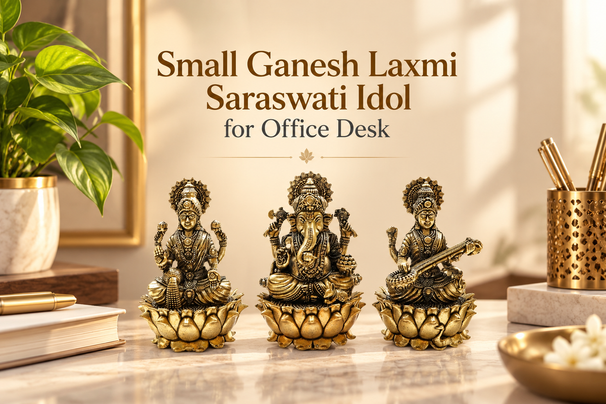 Small Brass Ganesh Laxmi Saraswati Idols
