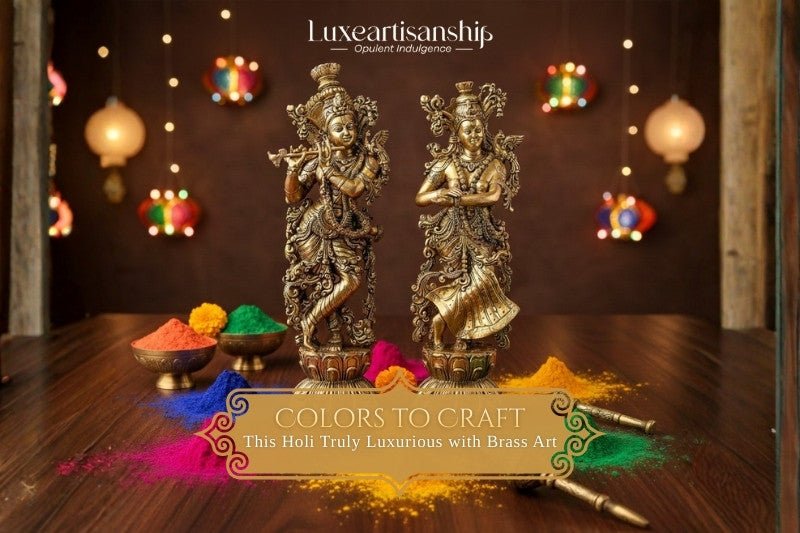 Celebrate Holi with elegant brass idols and vibrant colors