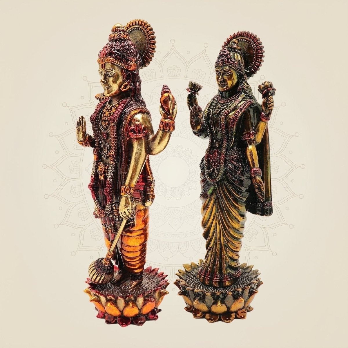 Brass colored Idol Vishnu Lakshmi for Home