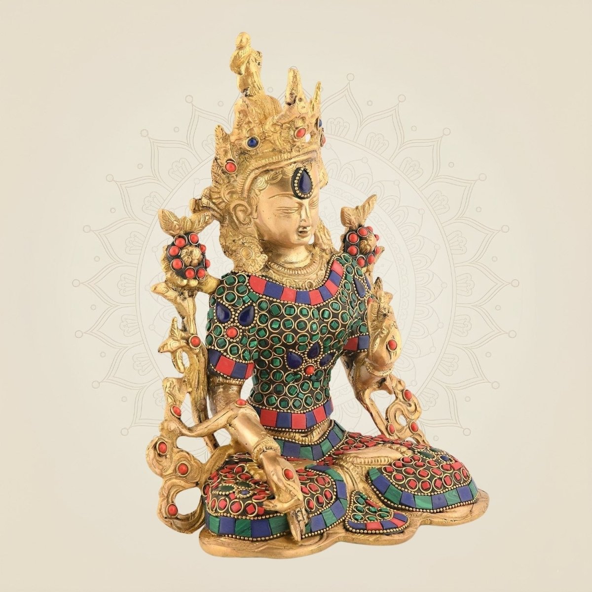 10.25" Brass Goddess Tara Mata Statue
