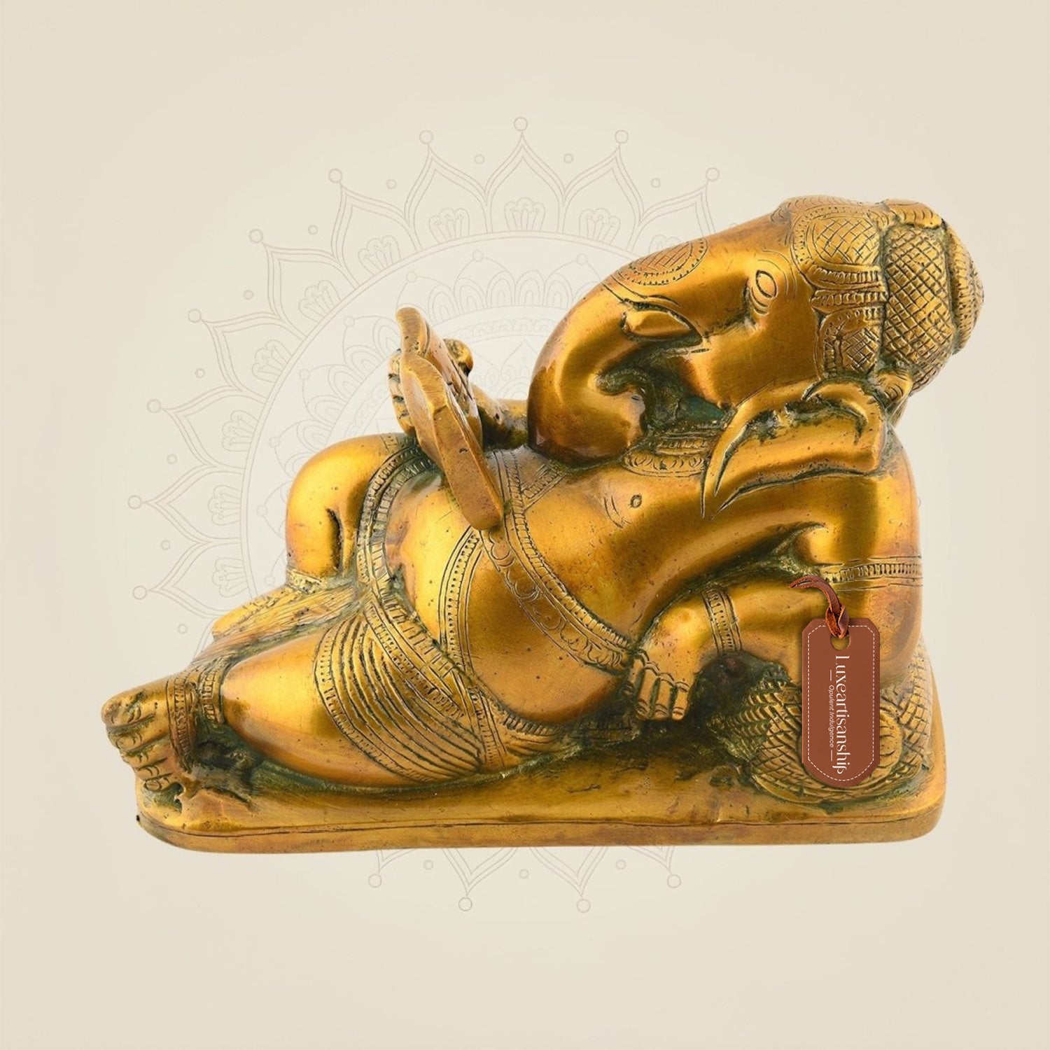 Ganesha Reading Mahabharata Book – 4.5" Brass Idol