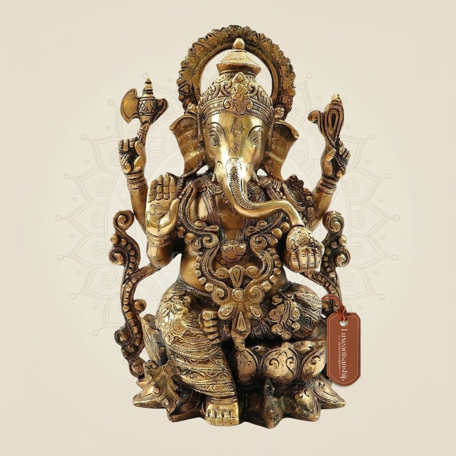 Lord Ganesh on Lotus Brass Idol