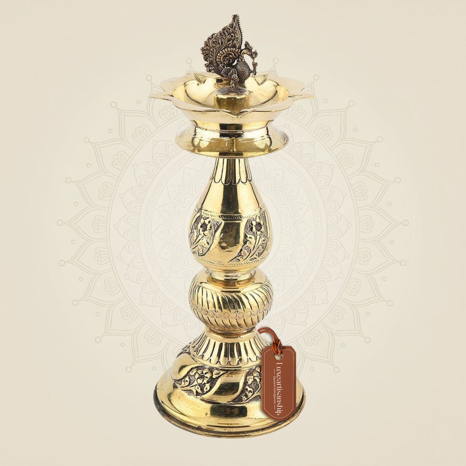 Peacock Brass Diya Lamp