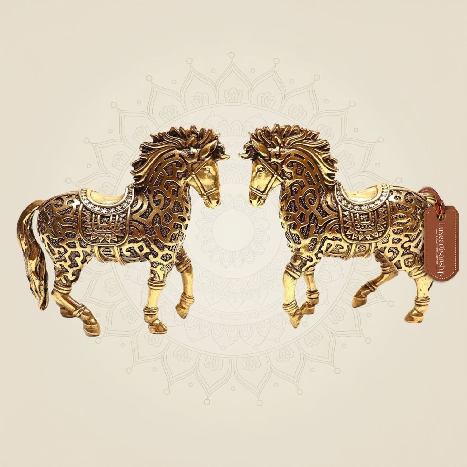 Brass Horse Pair Statue