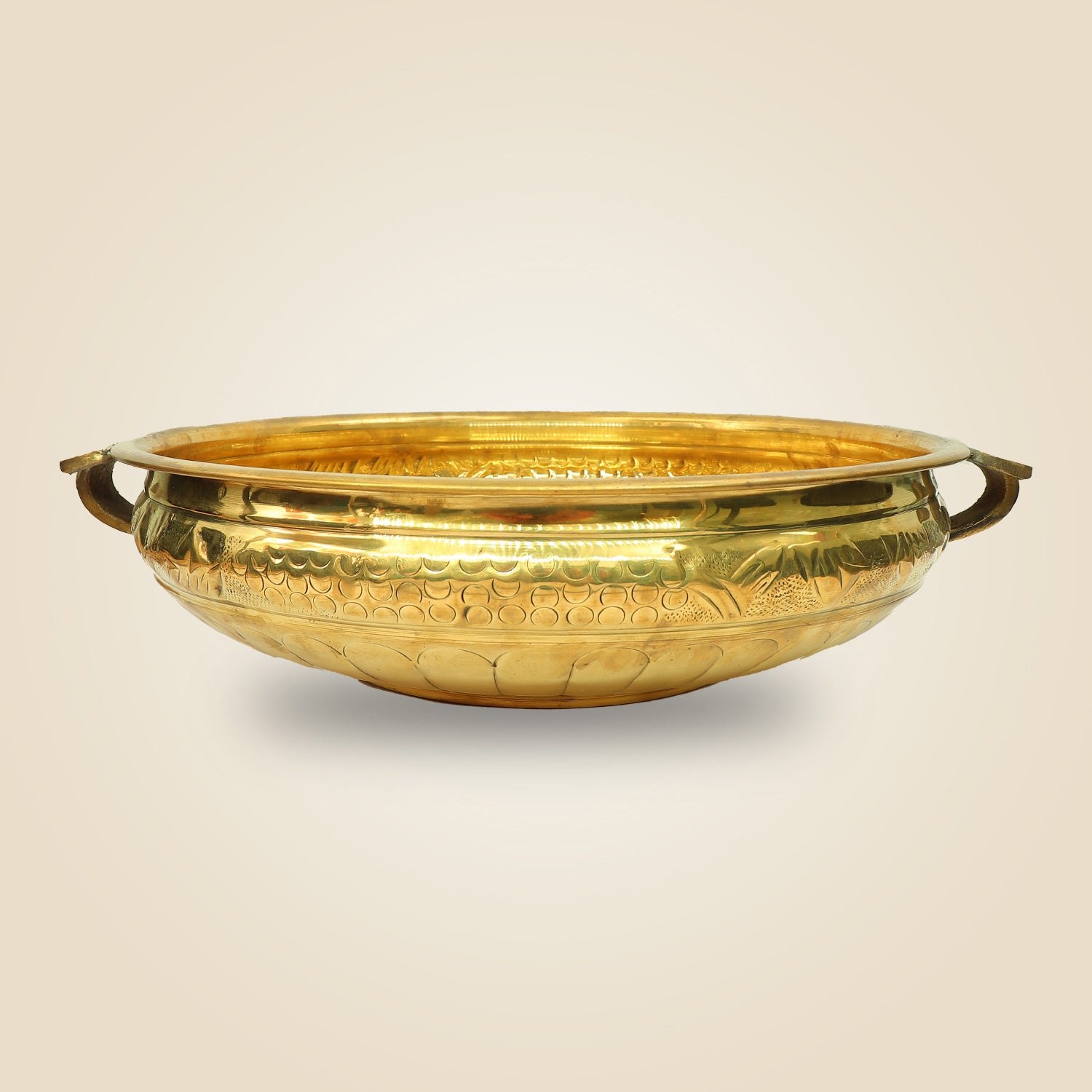 Handmade Brass Urli Bowl with Handles | Flower Decoration & Pooja Decor