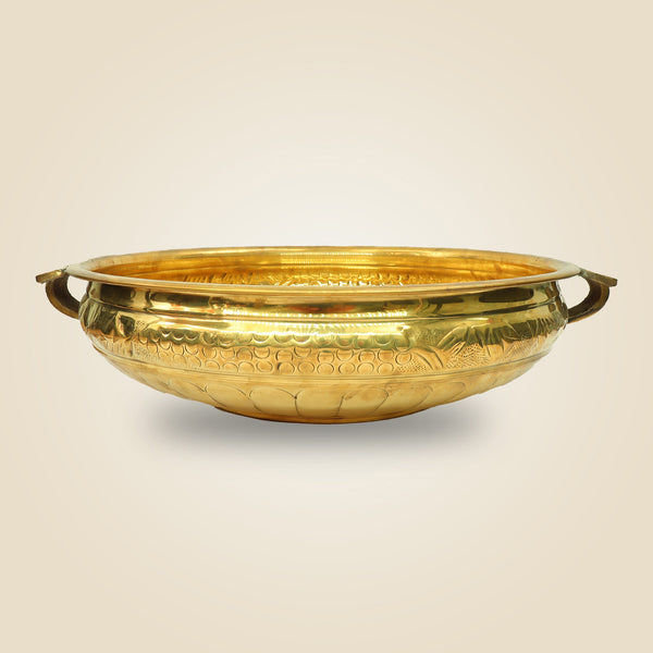 Handmade Brass Urli Bowl with Handles | Flower Decoration & Pooja Decor