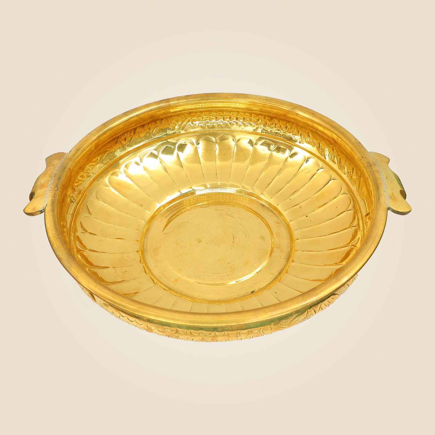 Handmade Brass Urli Bowl with Handles | Flower Decoration & Pooja Decor