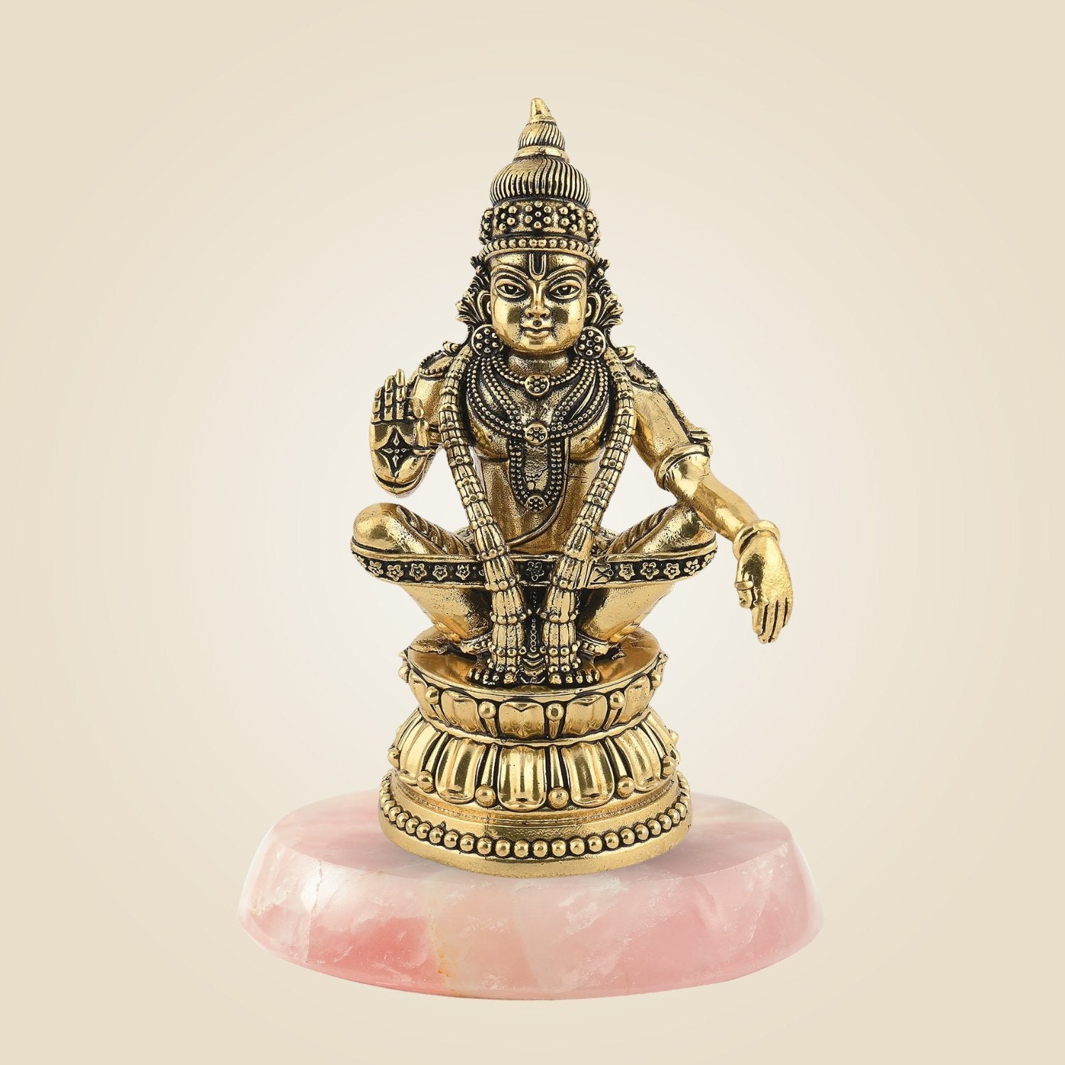 Ayyappa Brass Statue Stone Base