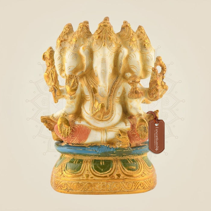    Pure Brass Panchmukhi Ganpati Murti for Home Mandir    