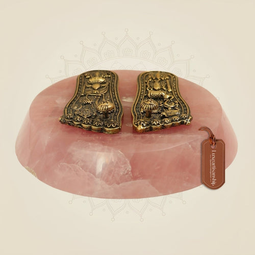 1.25" Brass Sacred Charan Paduka on Stone Base – Spiritual Vastu Decor