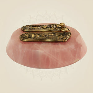1.25" Brass Sacred Charan Paduka on Stone Base – Spiritual Vastu Decor - Luxeartisanship