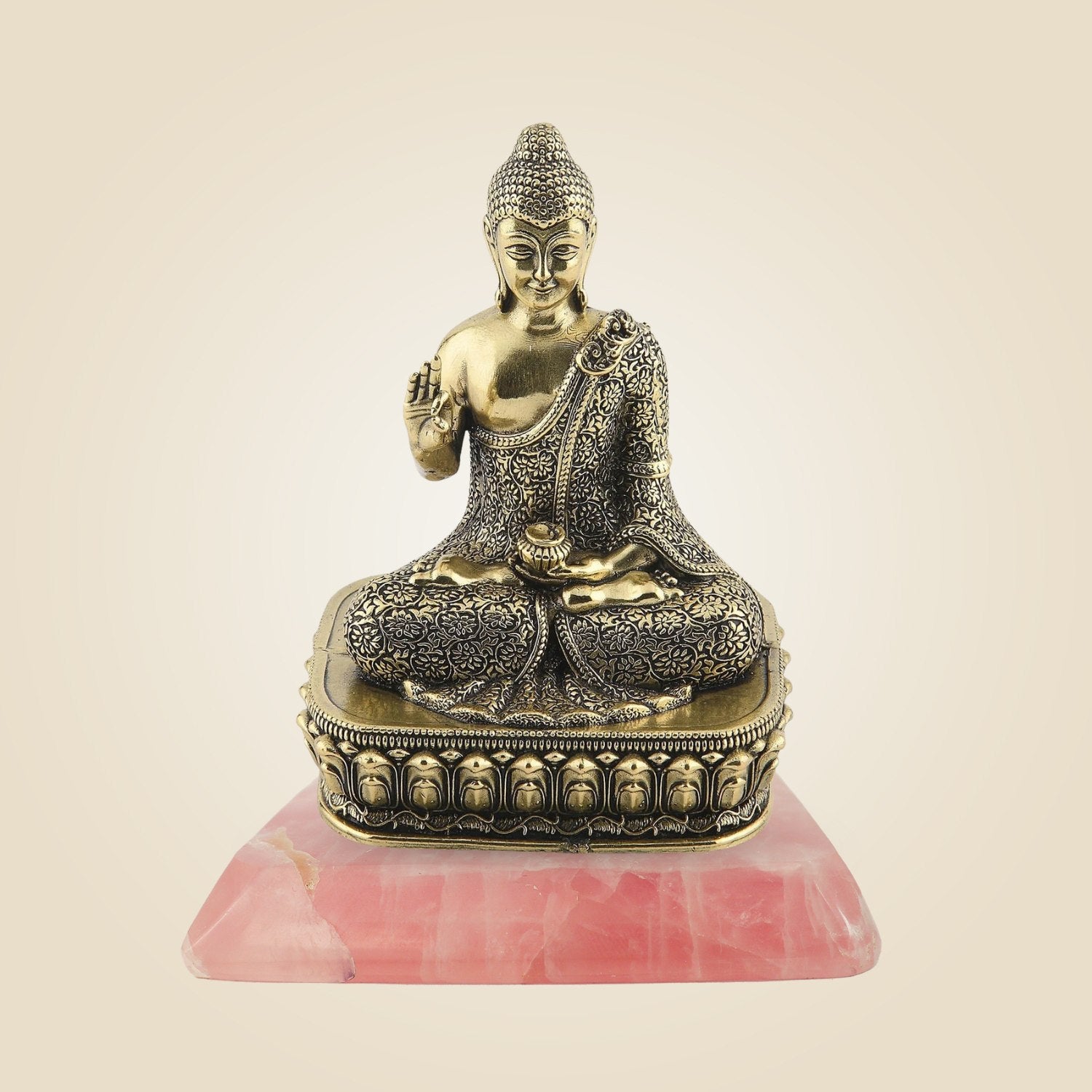 Brass Buddha Idol with Stone Base