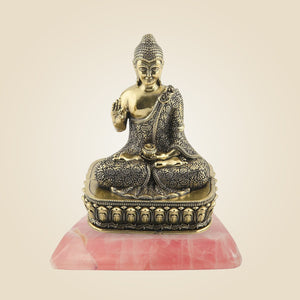 Brass Buddha Idol with Stone Base