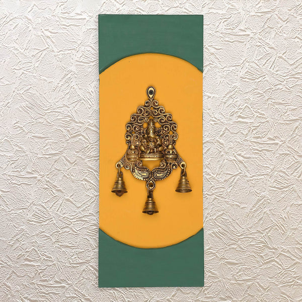 Brass Ganesh with Wall Frame 18"- Handcrafted Art for Home Décor & Pooja