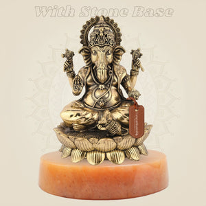 Chaturbhuj Ganesha on gemstone base