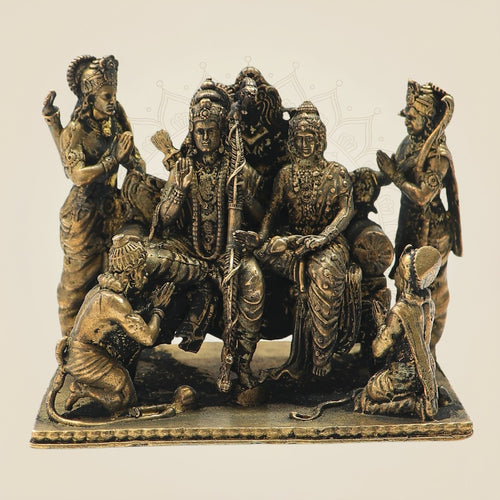 Bronze Ram Darbar with Devotees – Premium Panchaloha Idol Set 2.5"