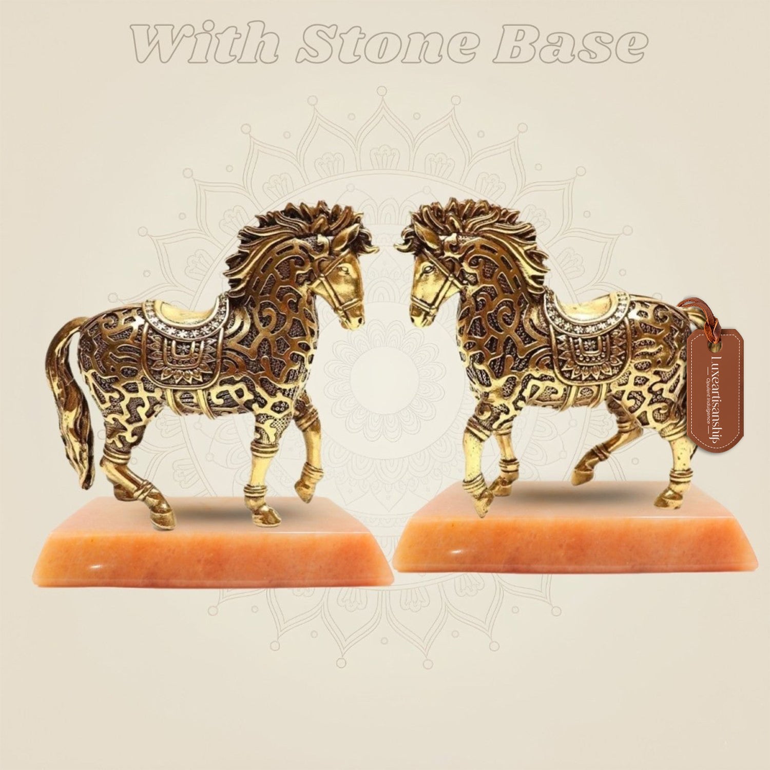Horse Pair Figurines on stone base